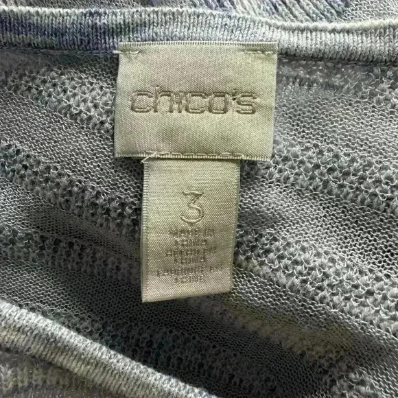 Chicos Women’s 3 US XL Asymmetrical Light Blue Semi Sheer Long Sleeve Tunic Top - Picture 9 of 11